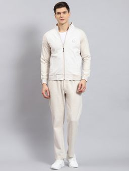 Monte Carlo - Men Off White Solid Stand Collar Full Sleeve Jacket and Trackpant
