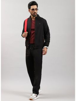 Monte Carlo - Men Black Solid Cotton Blend Jacket and Trackpant