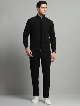 Monte Carlo - Mens Black Mock Neck Full Sleeve Jacket and Trackapnt