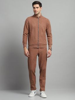 Monte Carlo - Mens Brown Mock Neck Full Sleeve Jacket and Trackpant