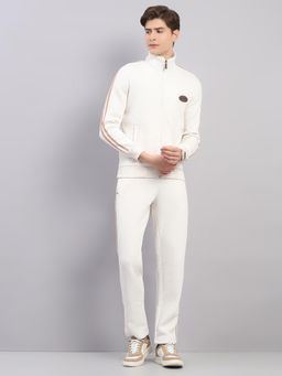 Monte Carlo - Men'S Regular Fit White Stand Collar Full Sleeve Jacket and Trackpant