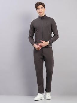 Monte Carlo - Men'S Grey Regular Fit Solid Stand Collar Full Sleeve Jacket and Trackpant