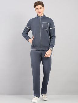 Monte Carlo - Men'S Regular Fit Grey Stand Collar Full Sleeve Jacket and Trackpant