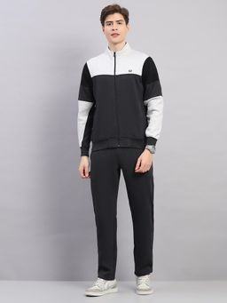 Monte Carlo - Men'S Regular Fit Grey Colourblock Stand Collar Full Sleeve Jacket and Trackpant