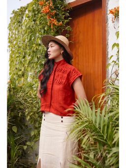 Five Thirty Somewhere - Red Half Sleeves Shirt and Skirt
