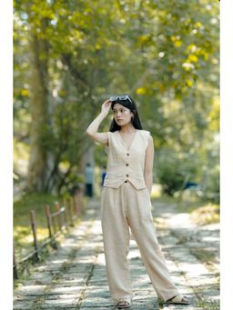 Five Thirty Somewhere - Beige Sleeveless Waistcoat and Pant