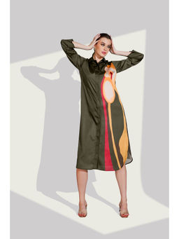Dora Dori - Abstract Floral Digital Print Shirt Dress