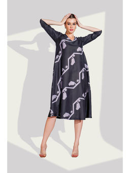 Dora Dori - Digital Print Jamdani A-Line V Neck Dress