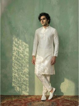 KISAH - White Art Silk Woven Design Kurta and Trouser
