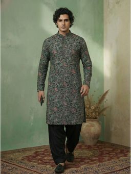 KISAH - Black Cotton Printed Kurta and Salwar