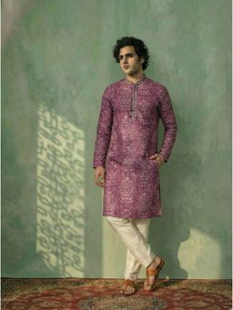 KISAH - Purple Pashmina Printed Kurta and Trouser