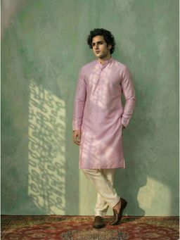 KISAH - Light Pink Cotton Blend Solid Kurta and Trouser