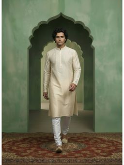 KISAH - White Cotton Blend Embroidered Kurta and Churidar
