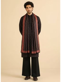 KISAH - Black Cotton Blend Printed Kurta and Trouser with Dupatta