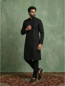 KISAH - Black Cotton Blend Solid Kurta and Trouser