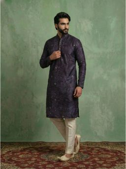 KISAH - Black Silk Blend Mirror Work Kurta and Trouser