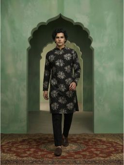 KISAH - Black Cotton Blend Embroidered Kurta and Trouser