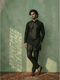KISAH - Black Cotton Blend Solid Kurta and Trouser