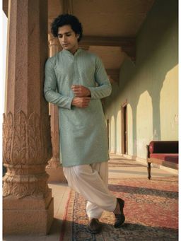 KISAH - Green Silk Blend Printed Kurta and Salwar