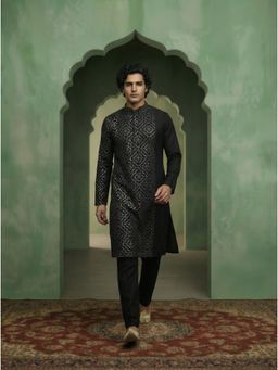 KISAH - Black Cotton Blend Printed Kurta and Trouser