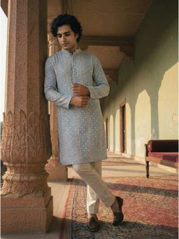 KISAH - Blue Georgette Embroidered Kurta and Trouser