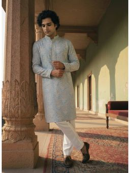 KISAH - Blue Georgette Embroidered Kurta and Trouser