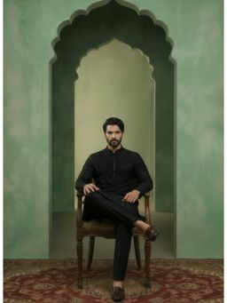 KISAH - Black Poly Silk Embellished Kurta and Trouser