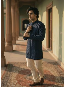 KISAH - Blue Denim Embellished Kurta and Trouser