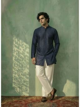 KISAH - Blue Denim Embellished Mid Kurta and Pant