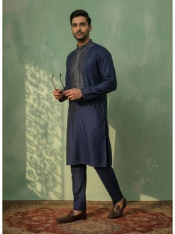 KISAH - Blue Poly Silk Swarovski Work Kurta and Trouser