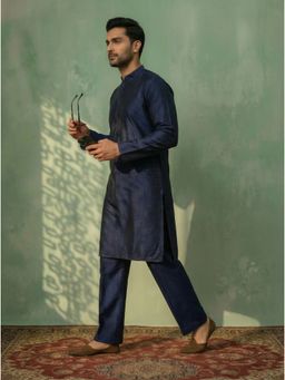 KISAH - Blue Poly Silk Swarovski Kurta and Trouser