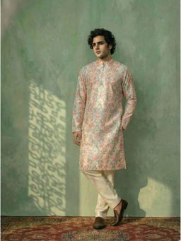 KISAH - Multicolour Polyviscose Floral Printed Kurta with Zip and Trouser