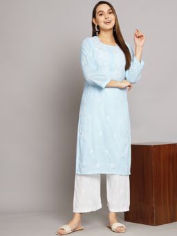 PARAMOUNT CHIKAN - Embroidered Chikankari Ethnic Motifs Kurta