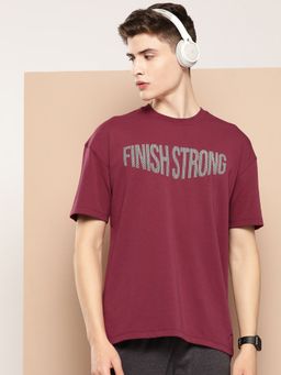 Alcis - Men Typography Drop-Shoulder Sleeves Dry Tech T-Shirt