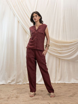 Akashi - Burgundy Straight Pant