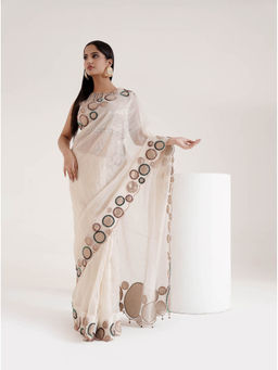 Ritivesh - Ivory Aaila Saree with Stitched Blouse