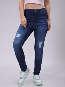 Freehand - Women Skinny Fit Solid Mid Rise Blue Jeans