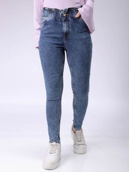 Freehand - Women Slim Fit Solid Mid Rise Blue Jeans