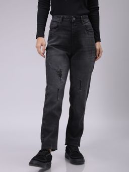 Freehand - Women Straight Fit Solid High Rise Grey Jeans