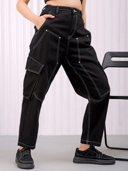 Freehand - Women Relaxed Fit Solid High Rise Black Jeans