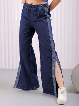 Freehand - Women Flared Solid Mid Rise Blue Jeans