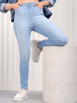 Freehand - Women Skinny Fit Solid Mid Rise Blue Jeans