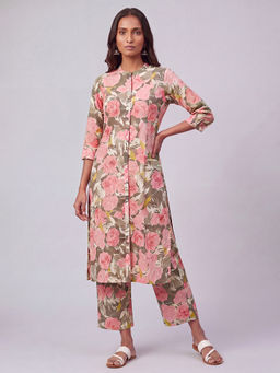 max - Pink Viscose Blend Floral Print Kurta