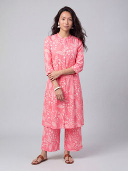 max - Pink Viscose Blend Floral Print Kurta