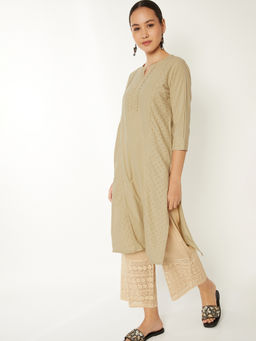 max - Beige Cambric Self Design Kurta