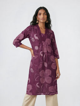 max - Purple Cotton Blend Printed Kurta
