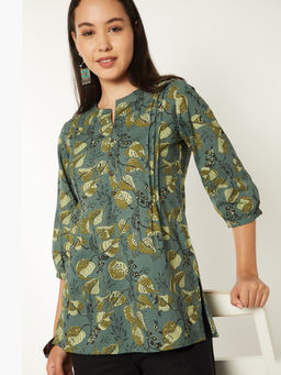 max - Green Cambric Floral Print Kurti