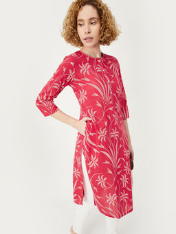 max - Red Cambric Floral Print Kurta