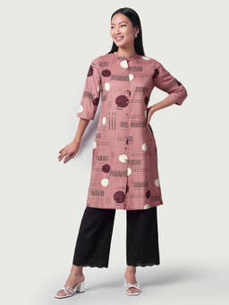 max - Pink Cotton Blend Printed Kurta