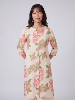 max - Multi-Color Cotton Blend Floral Print Kurta